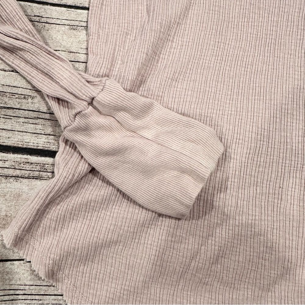 Sundry Beige Ribbed Fitted Henley; Cotton & Modal; Size 3 (Large) - Picture 4 of 8